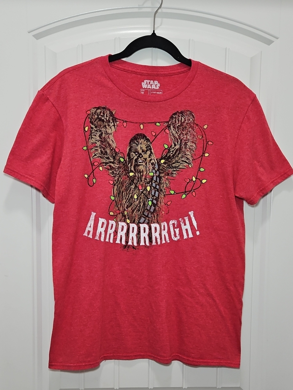 Star Wars Red Chewbacca Holiday Graphic Tee Medium Unisex